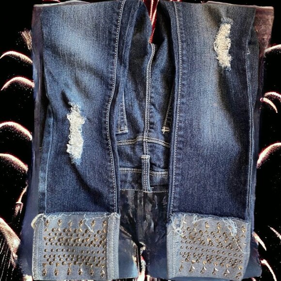 Blue Spice Distressed Stud Jeans - Little Girl - Picture 4 of 8